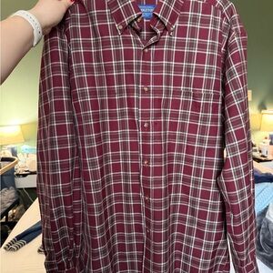 Men’s Sir Pendleton Wool Maroon Plaid Button-Down Shirt (flawed, as-is)